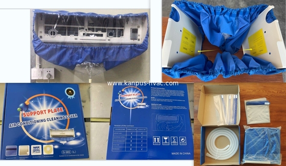 Q-565 Supporting panel air conditioning cleaning cover, PVC AC Washing Clean Protector Bag with Water Pipe, A/C cover