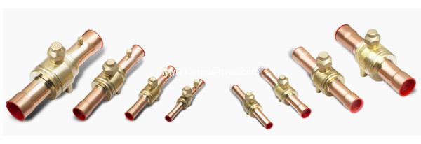Brass Valve Ball, Manually Regulated Shut-off Refrigeration Ball Valve with Charging Port